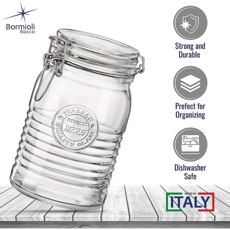 Bormioli Rocco Officina 1825 Clear Jar with Swing Top Set - 33.75 Oz. 25.25 Oz. 17 Oz.