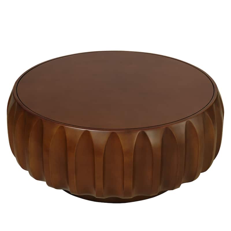 31.5" Solid Wood Coffee Table with 3D Frame & Veneer Top