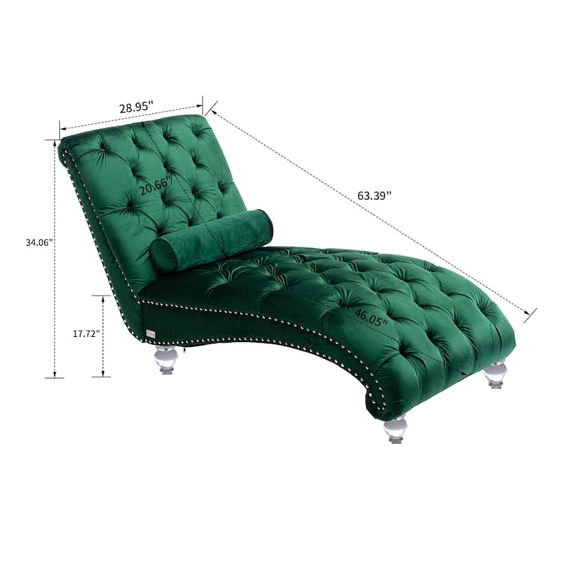 Elegant Stylish Velvet Upholstered Leisure Lounge Chair with Transparent Acrylic Legs