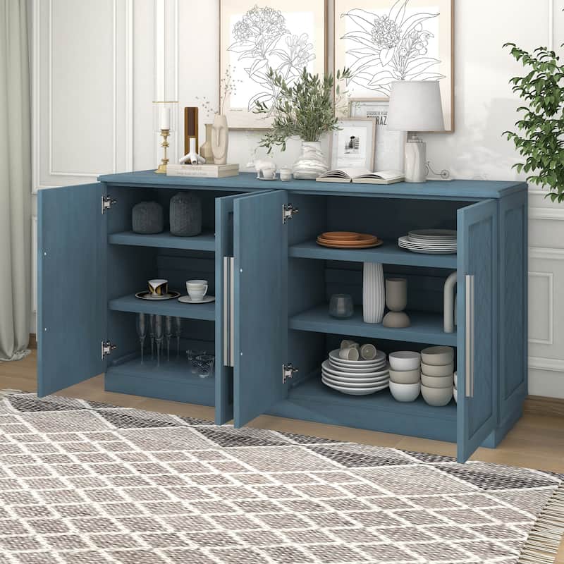 Solid Wood Sideboard with 4 Doors Large Storage Buffet Cabinet