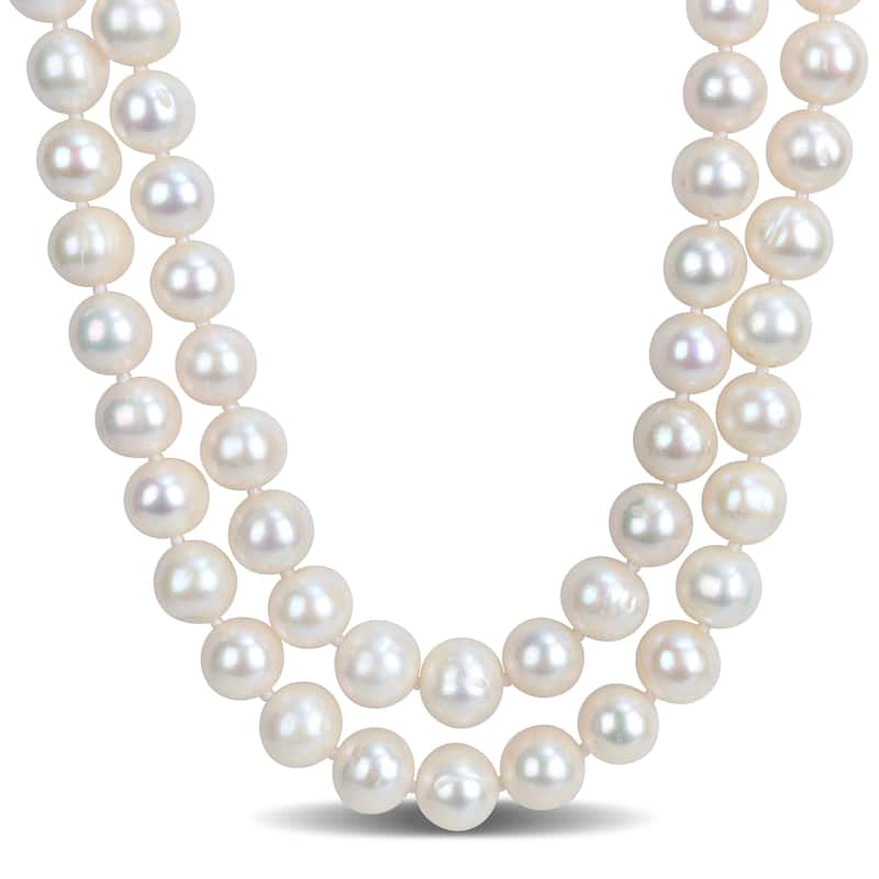 Miadora 9-10mm Cultured Freshwater Pearl 2-Strand Necklace Sterling Silver Clasp - 17 18 in