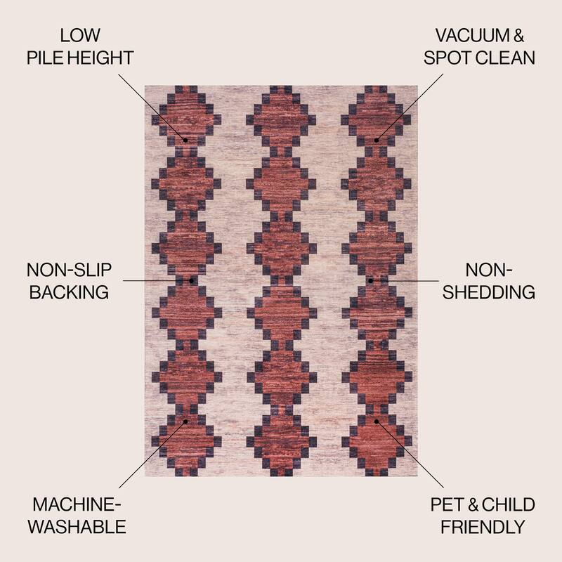 JONATHAN Y Siksak Bohemian Medallion Textured Weave Machine Washable Area Rug