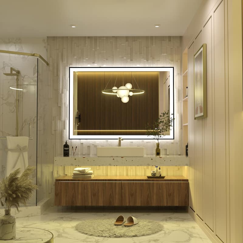 Front & Back LED Anti-Fog Tempered Glass Framed Bathroom/Vanity Mirror 3-Year Warranty