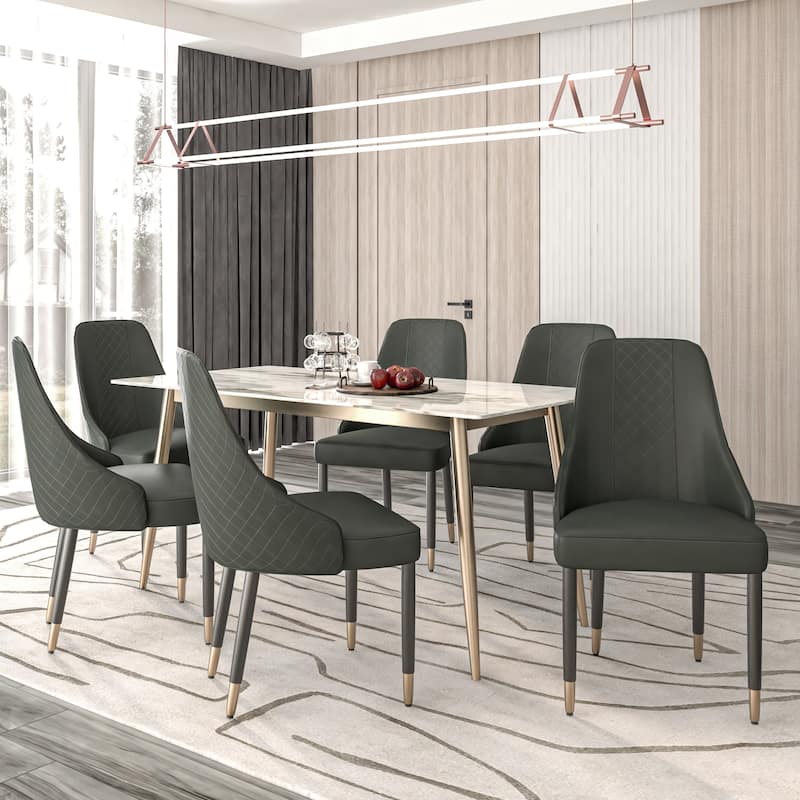 Allure Dining Chairs with Fabric/Leather Seat and Black Oak Wood Legs by LeisureMod