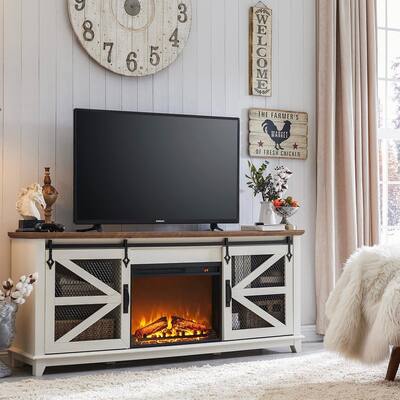 Farmhouse Fireplace TV Stand, Entertainment Center, TV Console