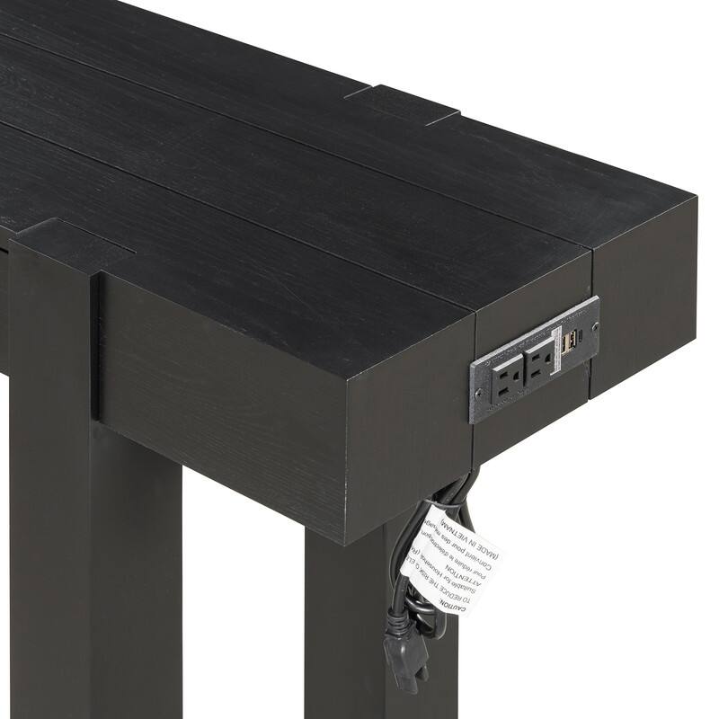 Modern 47.2" Wooden Console Table with Hidden Drawer and Side Power Outlet for Entryway or Living Room