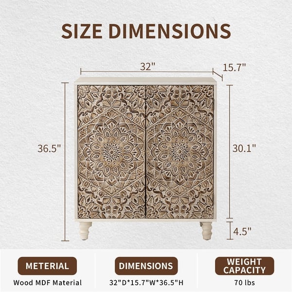 dimension image slide 1 of 3, COSIEST Vintage Sideboard Storage Cabinet and Buffet