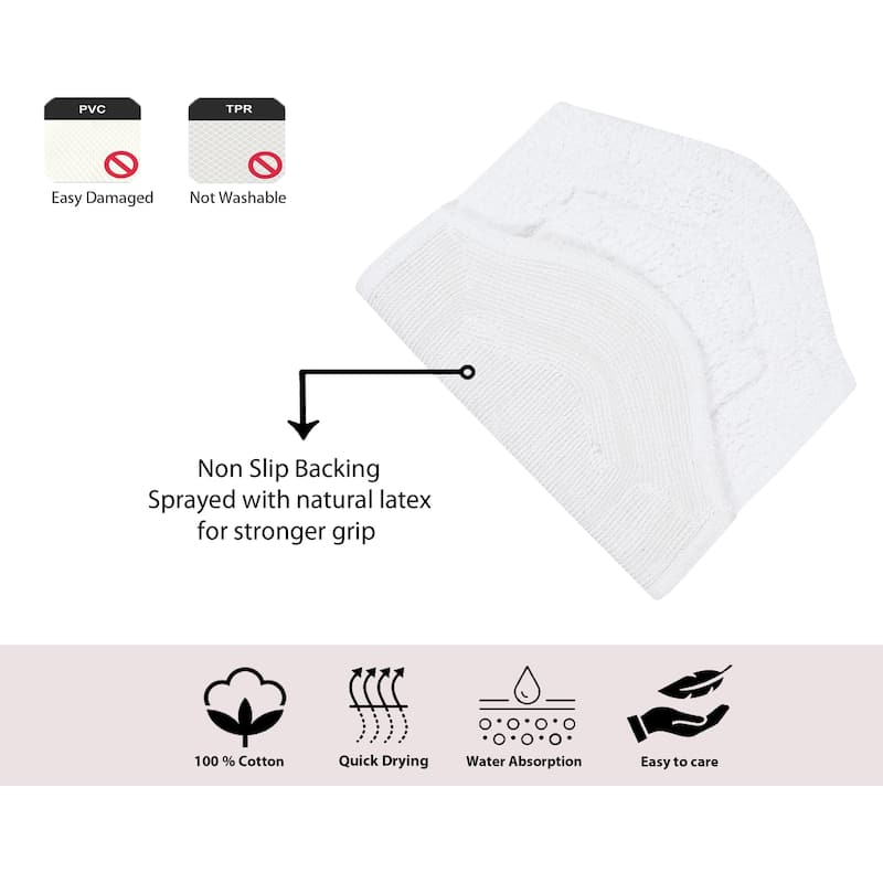 Waterford Collection 100% Cotton Non-Slip Bathroom Rug Set, Machine Washable Bath Rug, 5 Piece Bath Mat Set with Contour