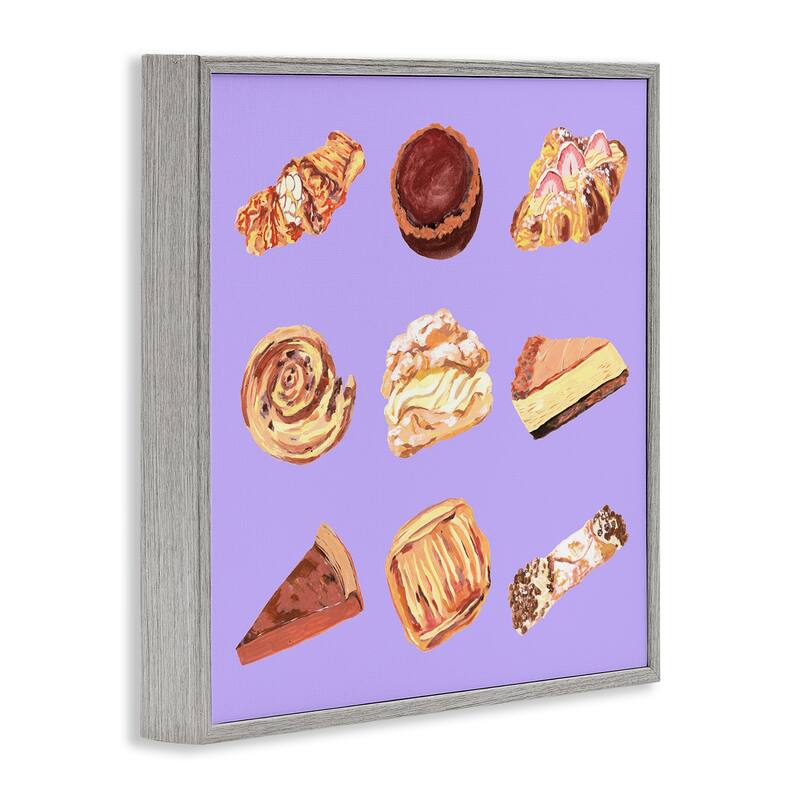 Stupell Delicious Pastries on Purple Framed Giclee Art Design By Melissa Wang