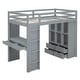 preview thumbnail 35 of 38, Full Size Loft Bed with large shelves, writing desk & LED Light, White