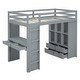 preview thumbnail 7 of 7, Twin Size Loft Bed with large shelves, writing desk and LED Light, Gray