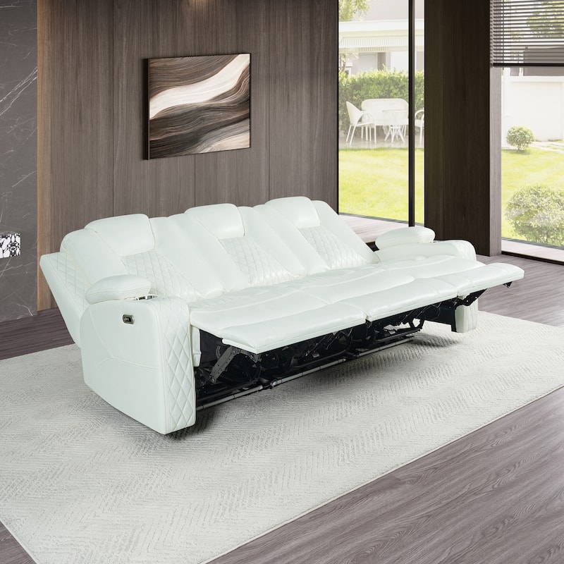 Premium Air Leather Home Theater Loveseat with LED Lights, Recliner with Built-in Speakers & Wireless Charging