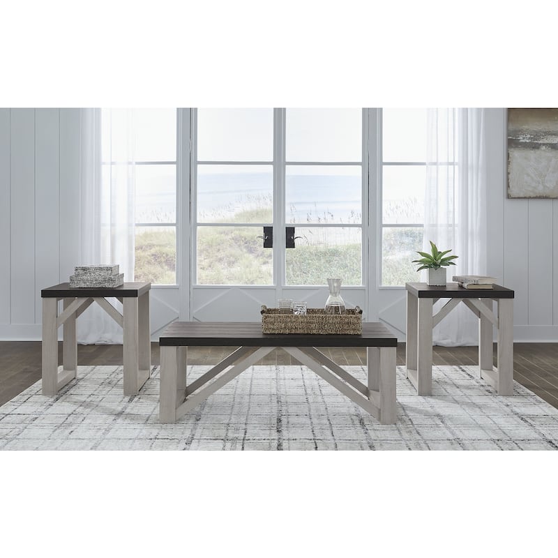 Signature Design by Ashley Dorrinson Antique White Table (Set of 3) - 48"W x 24"D x 17"H