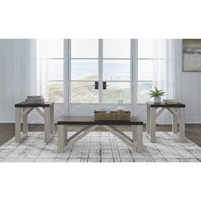 Signature Design by Ashley Dorrinson Antique White Table (Set of 3) - 48"W x 24"D x 17"H