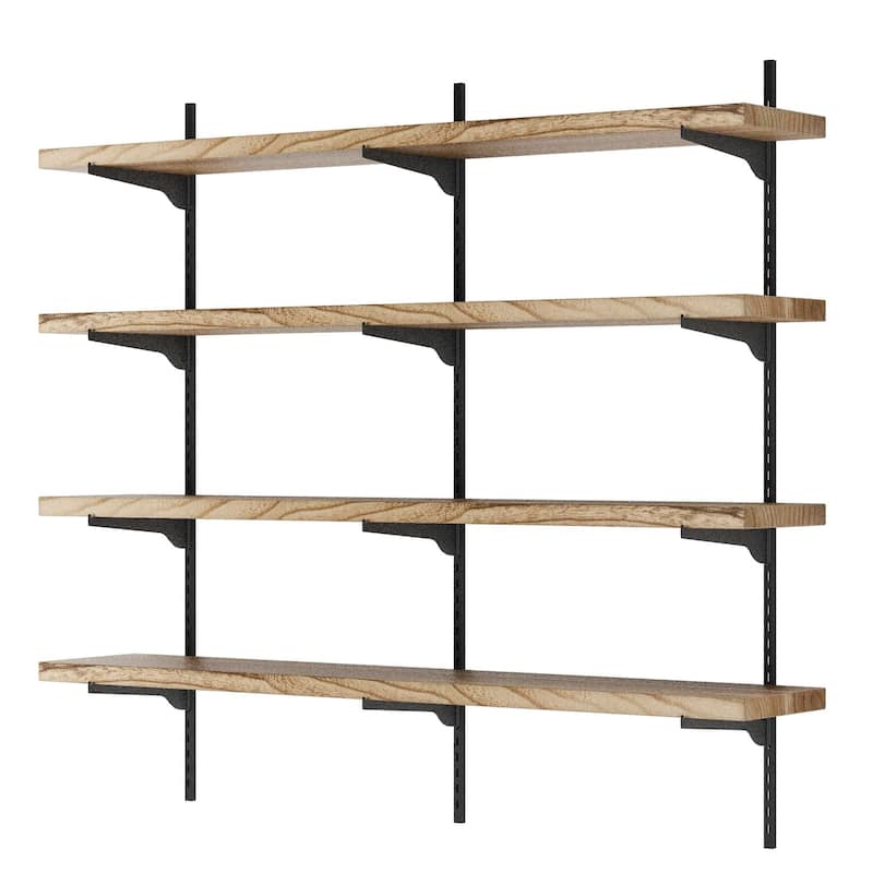 Wallniture Turin 54" Adjustable Shelf, Floating Bookshelf for Room Decor, Wall Shelf Unit for Living Room, Rustic, Tier Options
