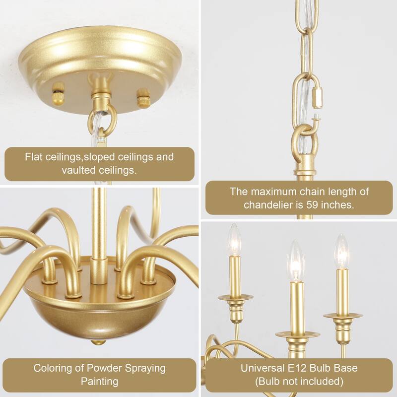 6-Light W25.59" x H72.8" Rustic Dining Area Chandelier for Kitchen