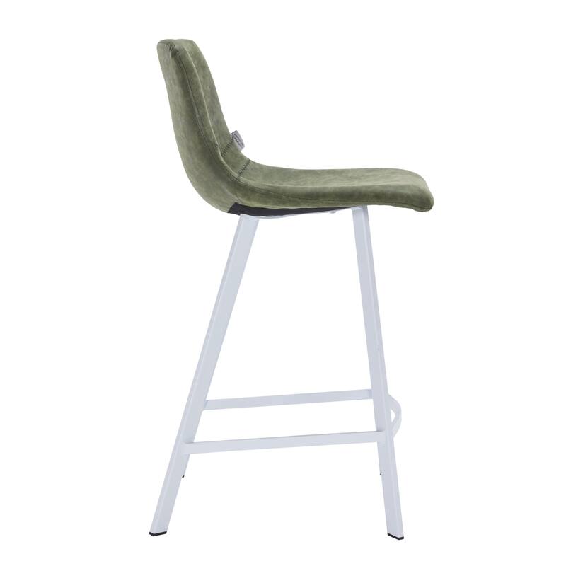35-Inch Leather Counter Stool Padded Seat Stainless Steel Base and Footrest