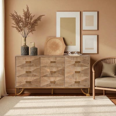 Modern 3 Drawer Dresser with 2 Door Cabinet, Adjustable Shelves, Solid Wood and MDF Storage Chest for Bedroom or Entryway