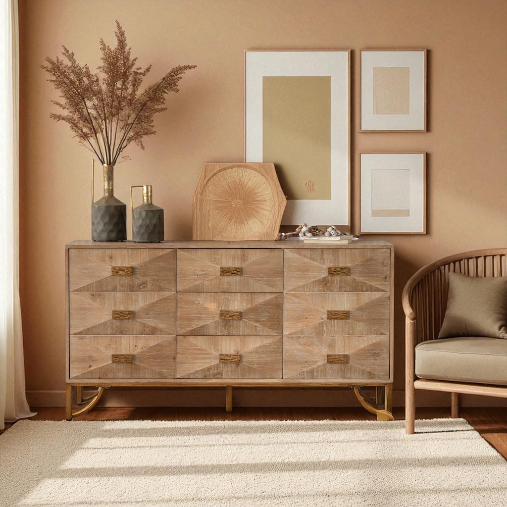 Modern 3 Drawer Dresser with 2 Door Cabinet, Adjustable Shelves, Solid Wood and MDF Storage Chest for Bedroom or Entryway