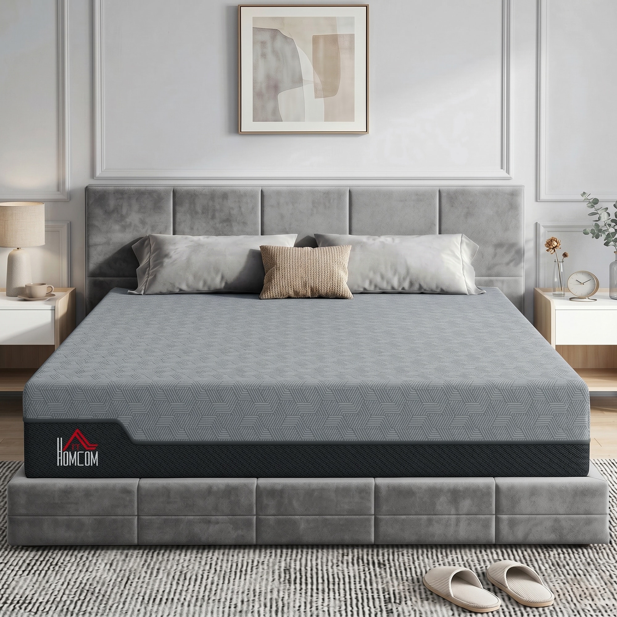 HOMCOM Mattress, Gel Cooling Memory Foam Mattress for Cool Night Sleep, Graphene Bed in a Box for Pressure Relief
