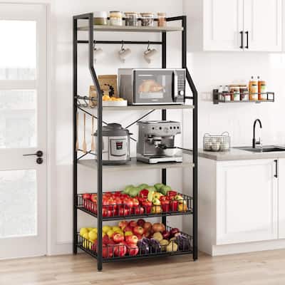Kitchen Bakers Rack,Microwave Oven Stand with 2 Large Wire Basket