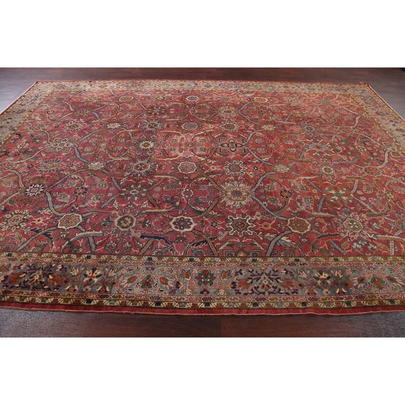 Pre-1900 Antique Sultanabad Persian Area Rug Hand-knotted Wool Carpet - 9'1" x 13'0"