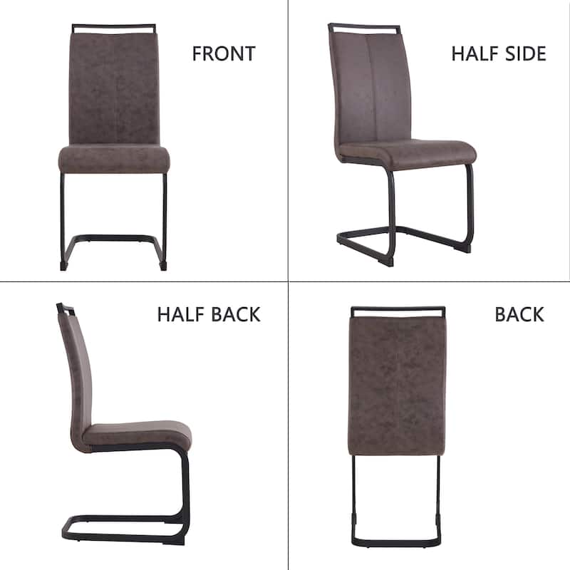 4 Pc Dining Chairs, PU Leather/ Fabric Padded Seat Living Room Chair