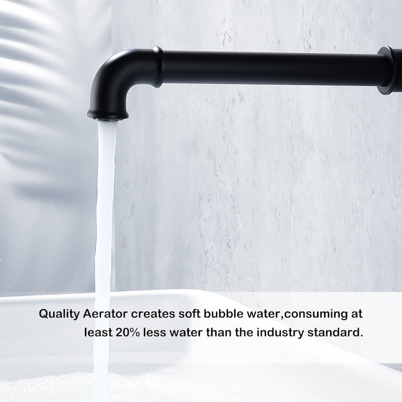 Modern Wall Mounted 2-Hole Bathroom Faucet Widespread with Wheel Handle in Black/Gold