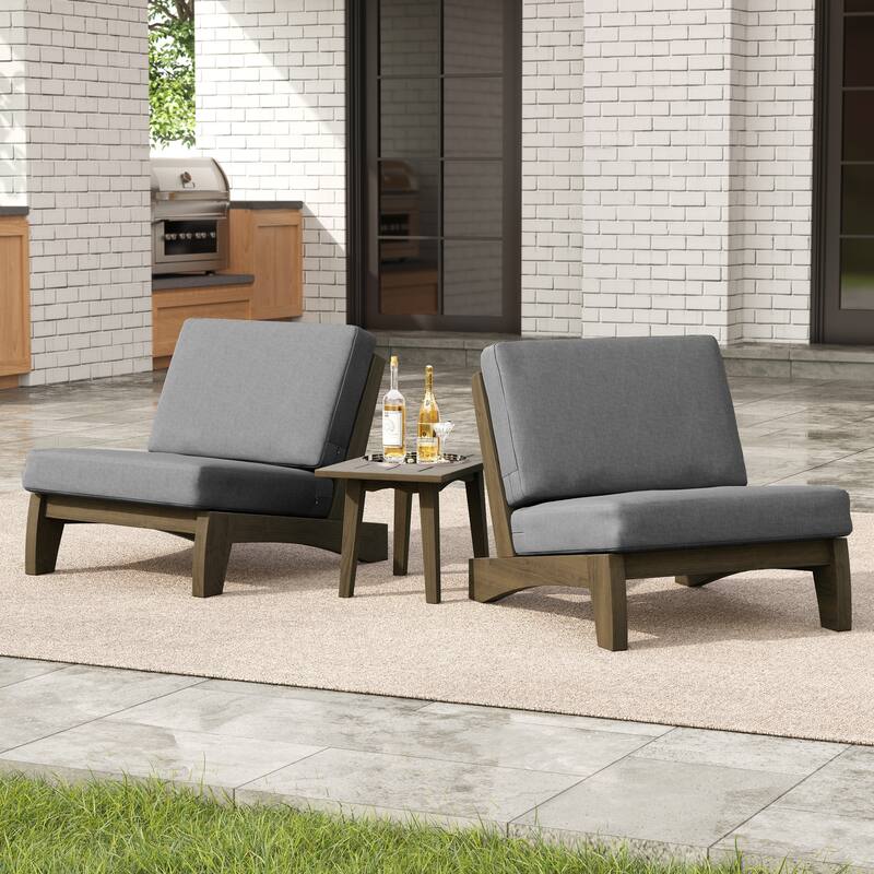 4 Set Outdoor Patio Teak Wood Club Chairs Loveseat with Coffee Table