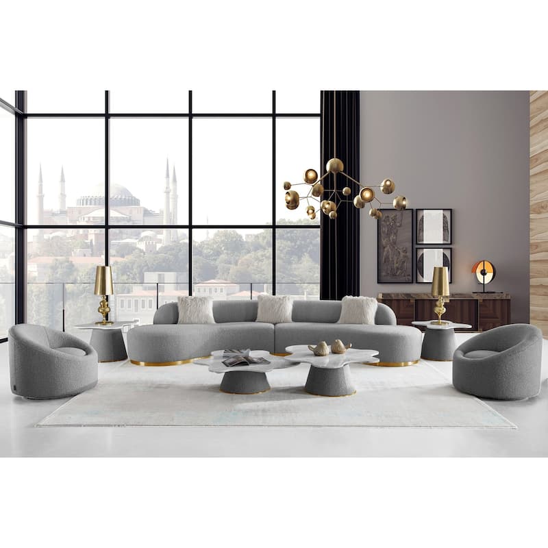 Modrest Frontier Glam Grey Fabric Accent Chair