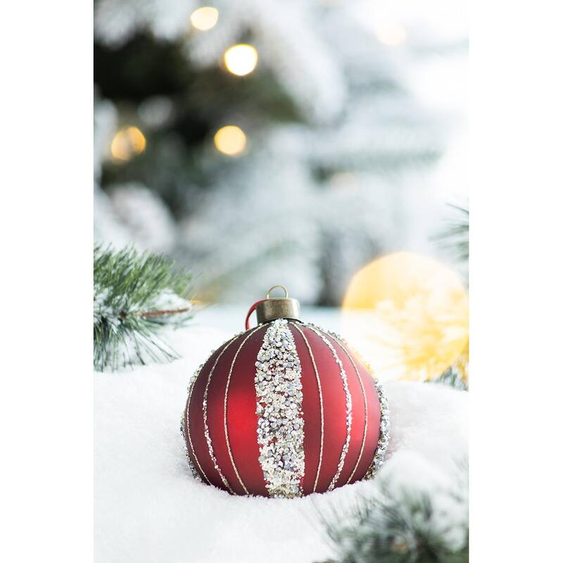 D4.7" Christmas Ball Ornaments, Glass Decorative Hanging Ball Christmas Tree Ornaments for Holiday Decorations, Set of 4