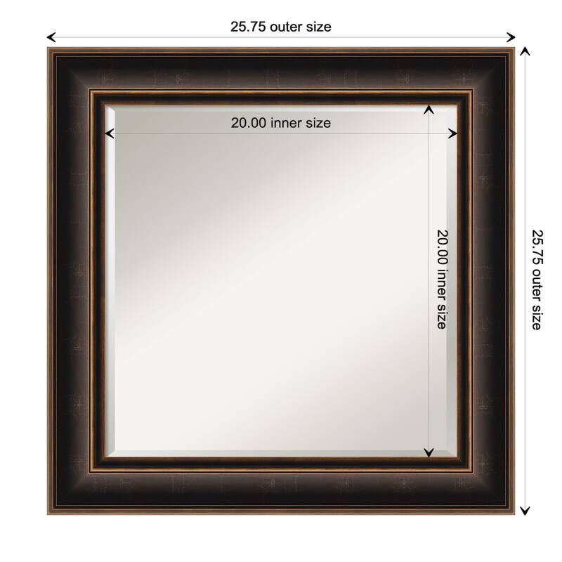 Villa Oil Rubbed Bronze Beveled Wood Framed Wall Mirror - Villa Oil Rubbed Bronze - Glass Size 20x20