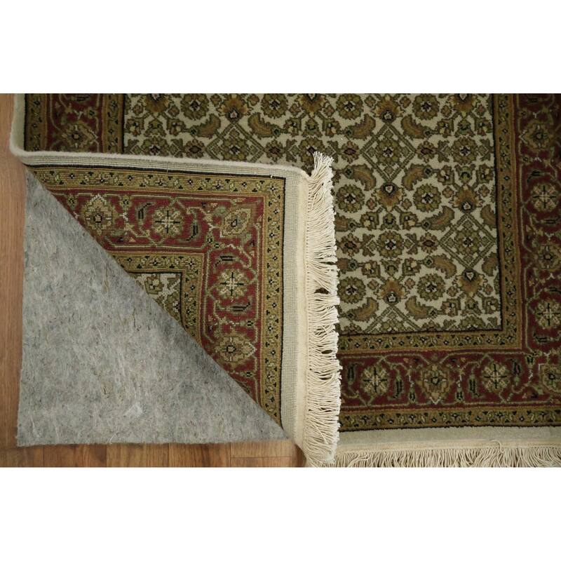 Hand Knotted Oriental 100% Wool Carpet Traditional All-Over Green Tabriz Runner Rug - 17' 4'' X 2' 8''