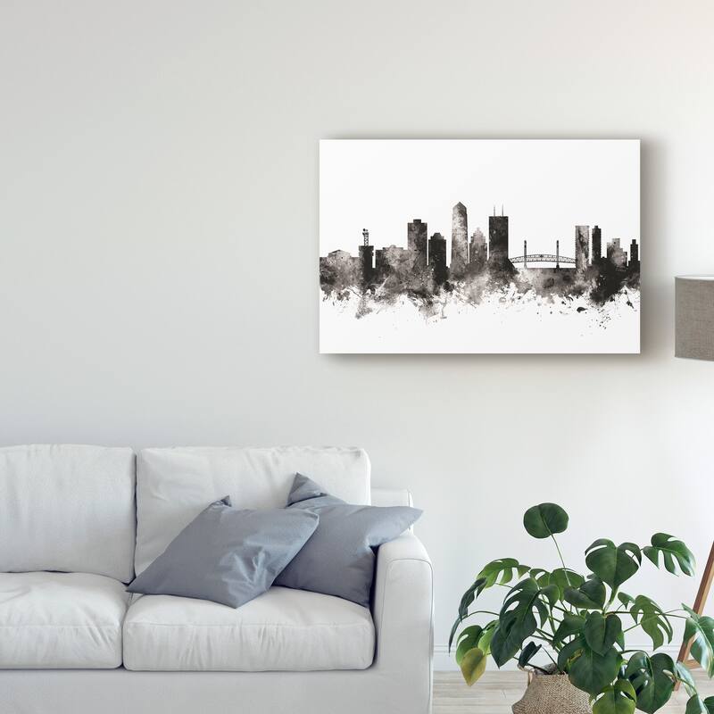 Michael Tompsett 'Jacksonville Florida Skyline Black White' Canvas Art