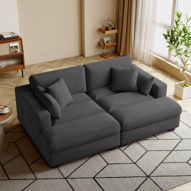 Navaeh Corduroy Modular Sectional Sofa Large Couch Sleeper Chaise