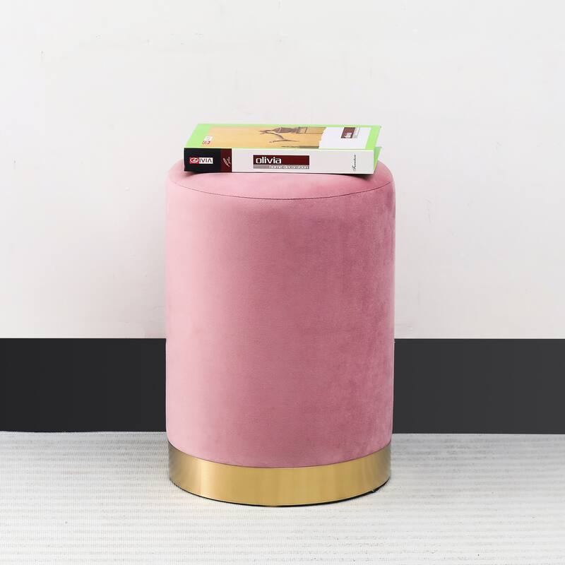 Adeco Footstool Ottoman Vanity Stool with Gold Base