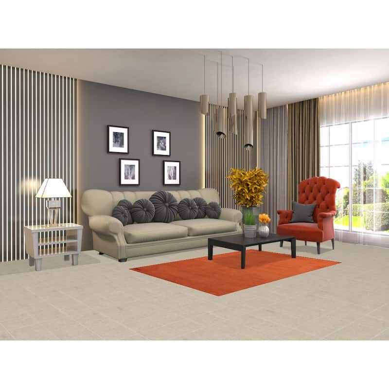 Orange Gabbeh Modern Rug Hand-Knotted Contemporary Wool Carpet - 3'10" x 5'10"