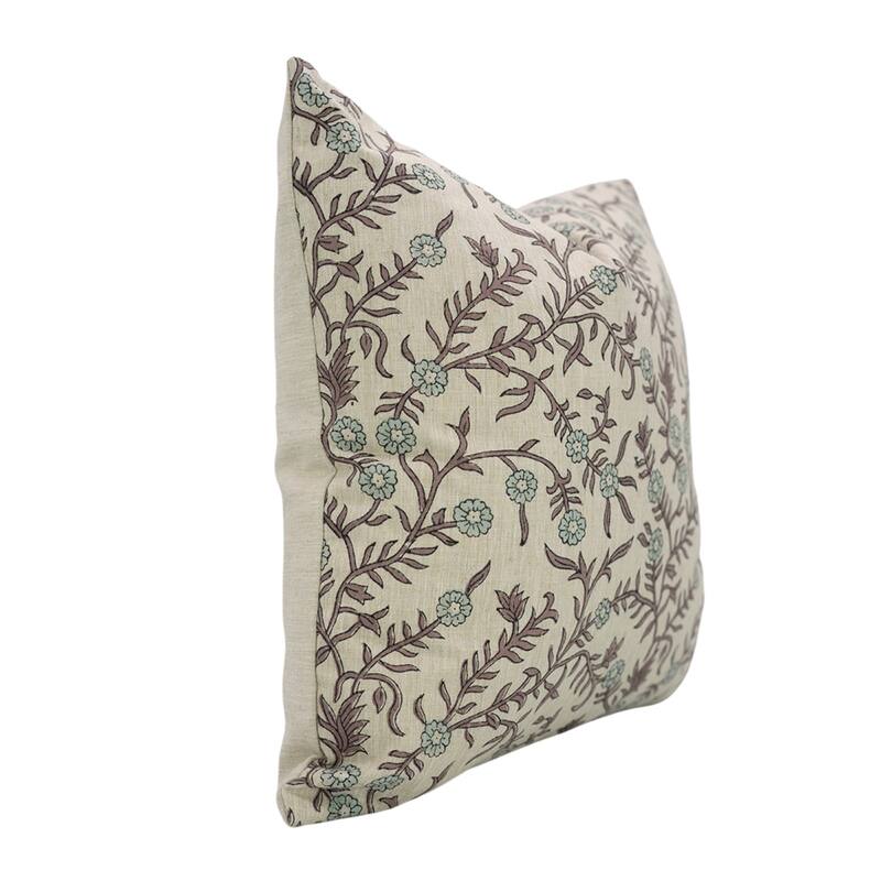 Fabdivine Linen Cushion Cover Floral Throw Handmade Purple Pillow Case for Couch Office Guest Bedroom Farmhouse, Pushaplata