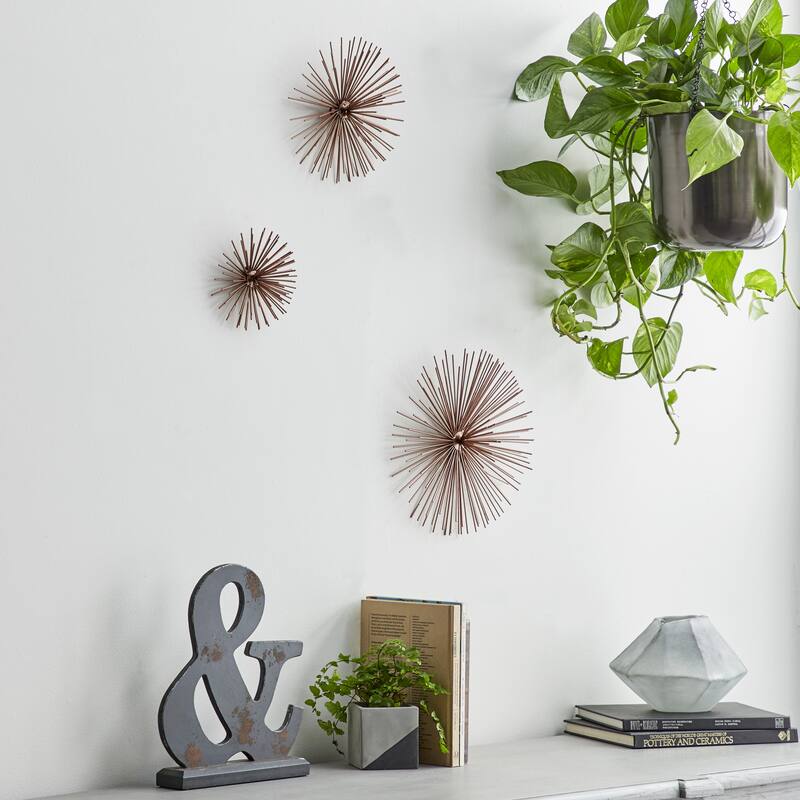 CosmoLiving by Cosmopolitan Metal 3D Starburst Wall Decor (Set of 3) - Silver, Gold, Black, Copper