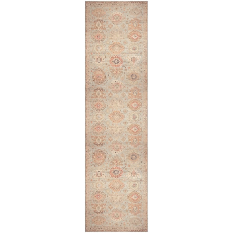 Nourison Vintage Washables Indoor only Green Persian Area Rug - 2'2" x 8' - Sage/Multicolor