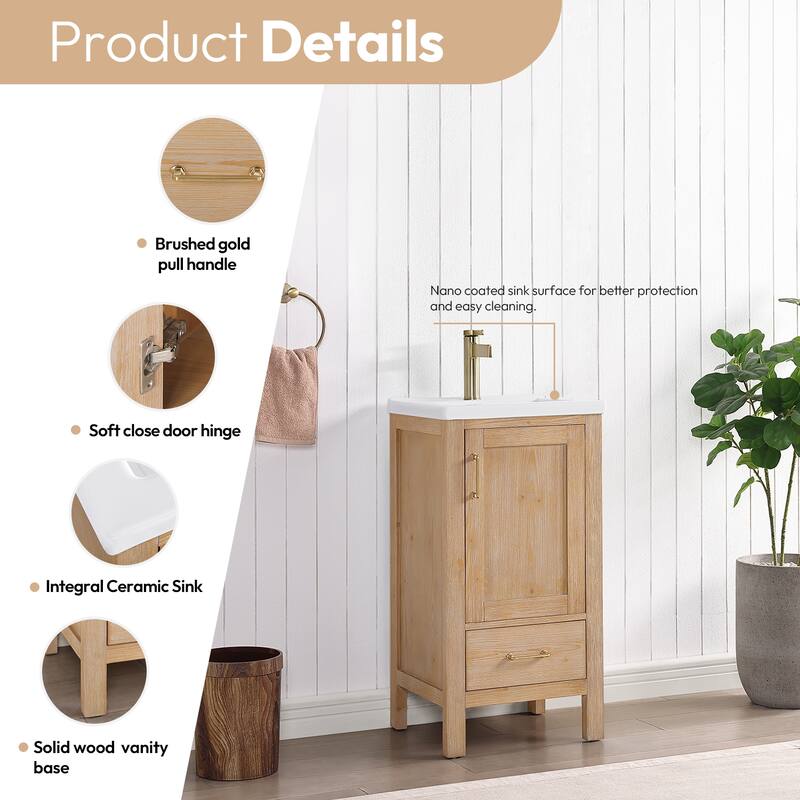 Gela Single Sink Bath Vanity with Drop-In White Ceramic Basin