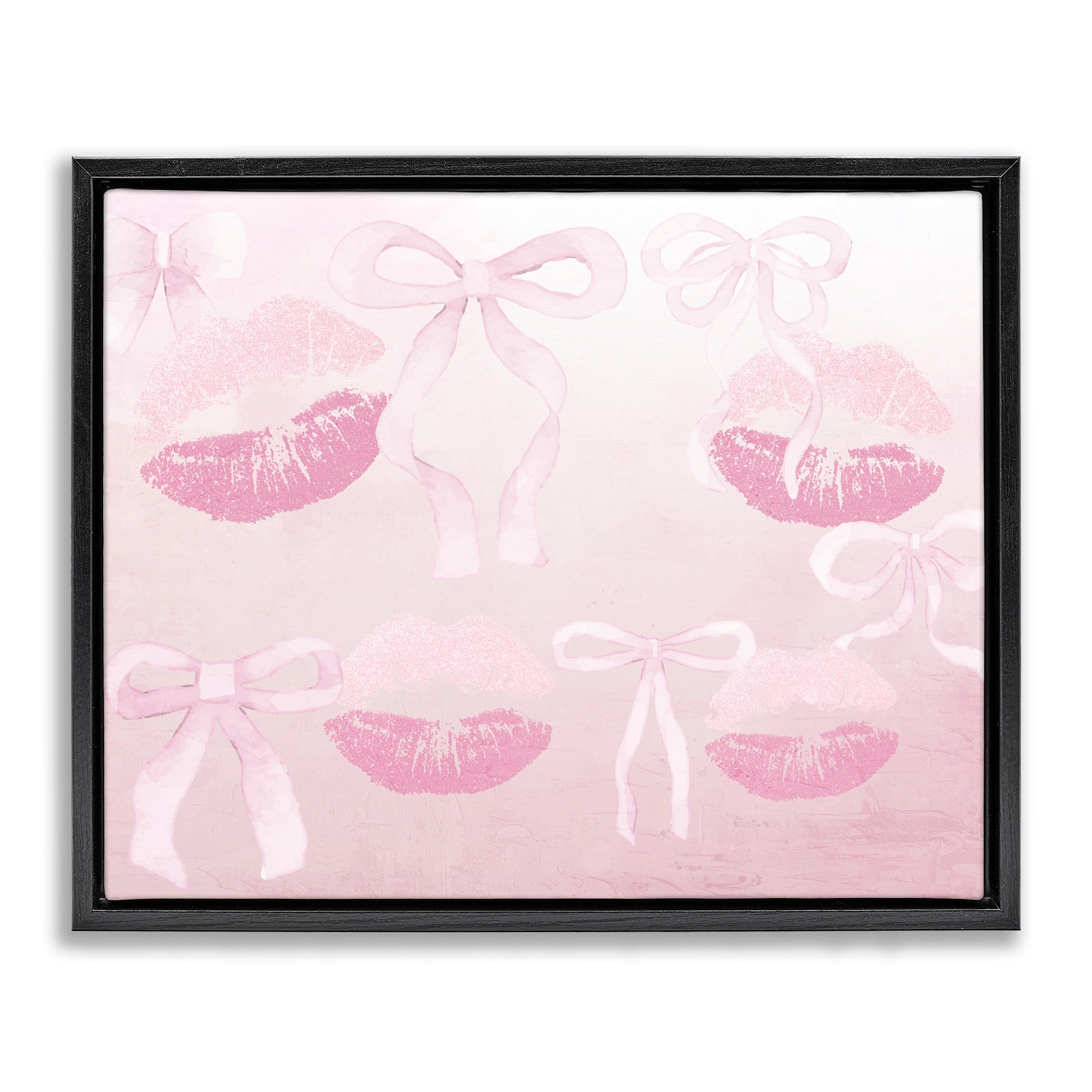 Stupell Dreamy Bows & Lips Framed Floater Canvas Wall Art Design By Kim Allen