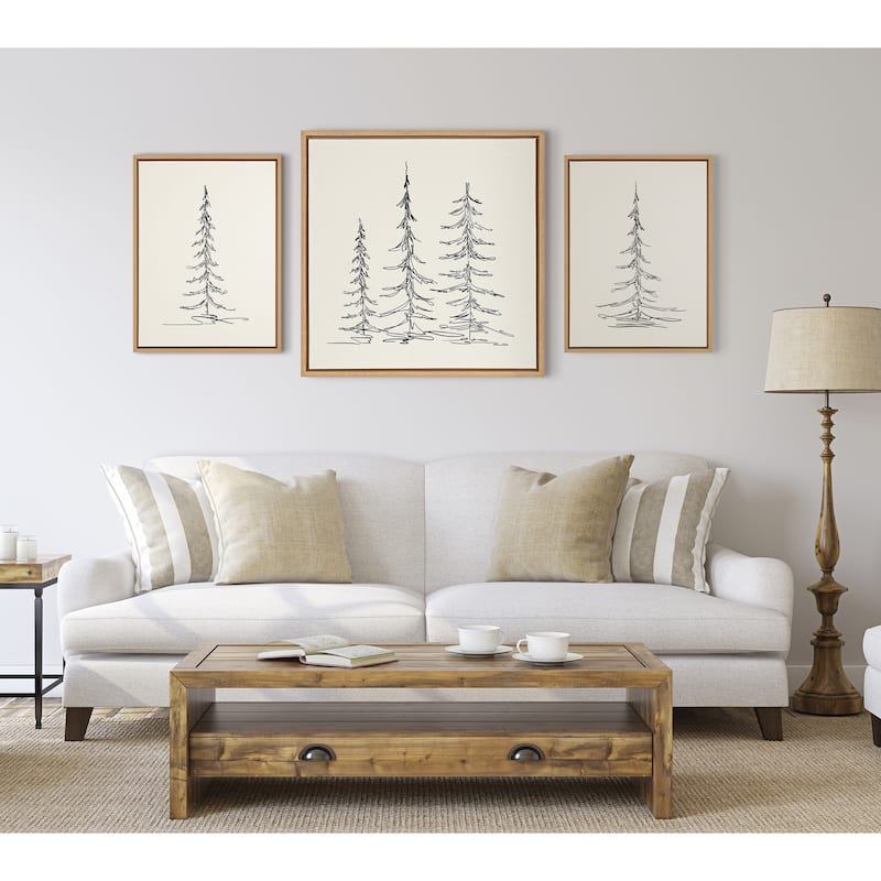 Kate and Laurel Sylvie Trees Canvas by The Creative Bunch Studio