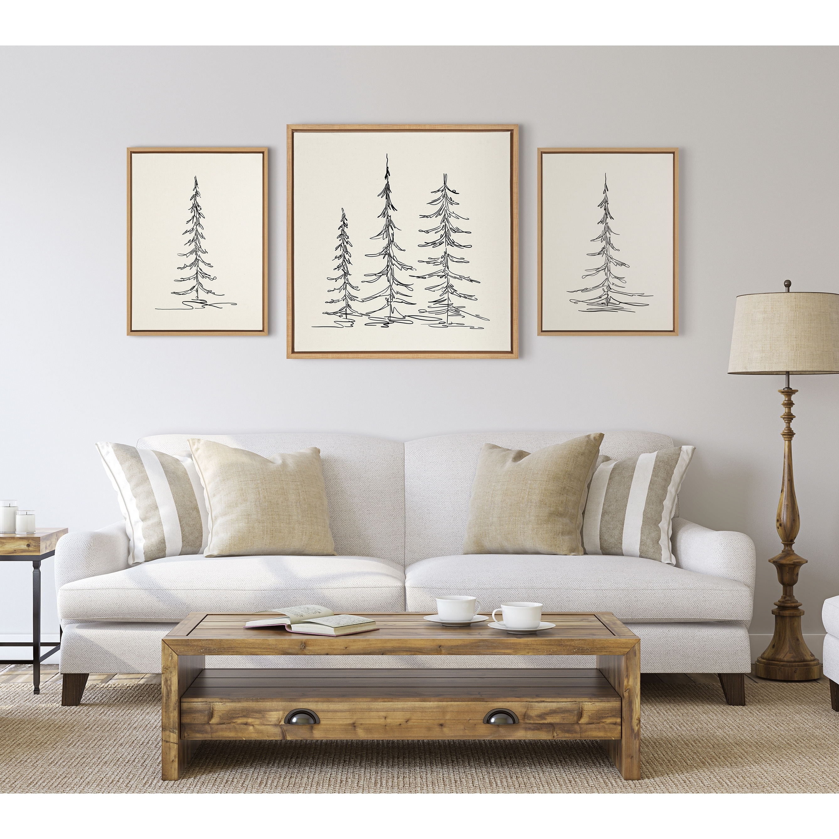 Kate and Laurel Sylvie Trees Canvas by The Creative Bunch Studio