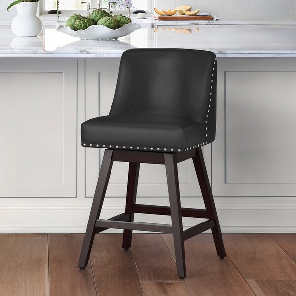 26 in. Counter Height Upholstered Wood Frame Swivel Bar