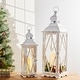 preview thumbnail 33 of 49, Glitzhome 2-Piece Oversize Farmhouse Wood/ Metal Hanging Candle Holders Decorative Lanterns