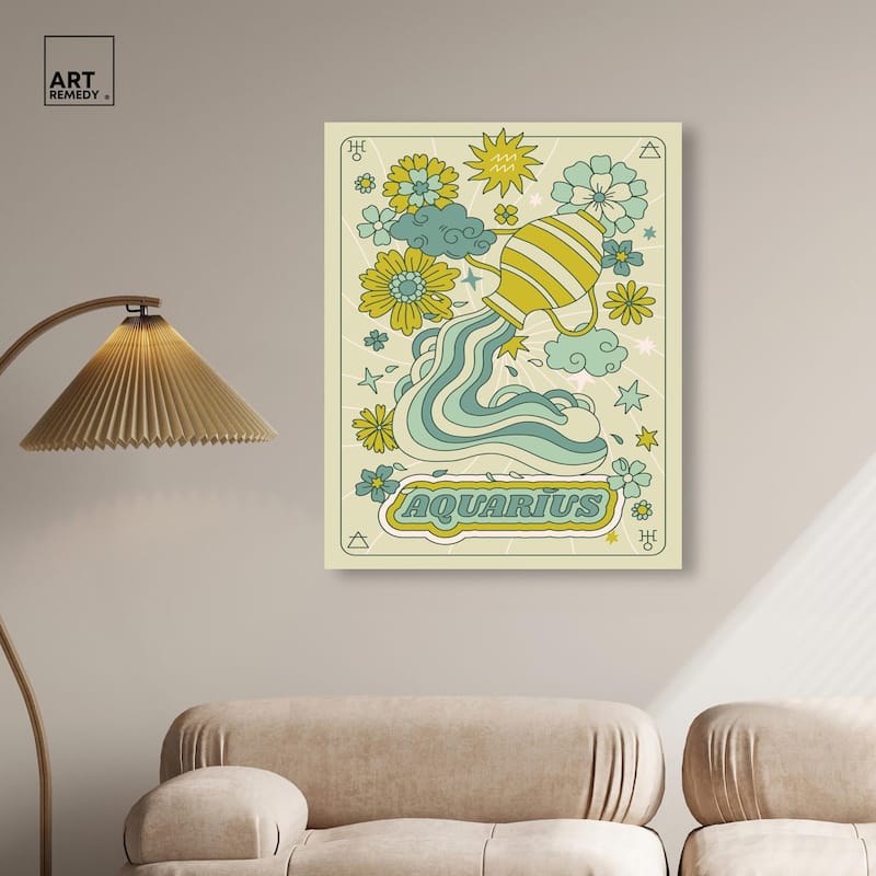 Aquarius Stars Card Canvas by Art Remedy, Gallery Wrapped