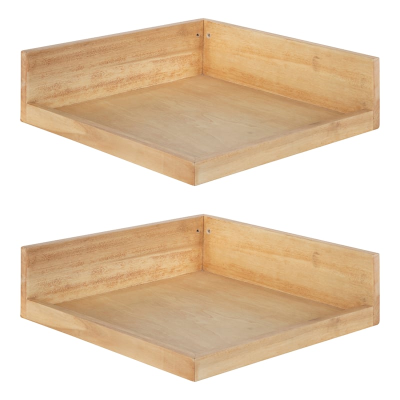 Kate and Laurel Levie Floating Corner Wood Wall Shelf - 2 Piece