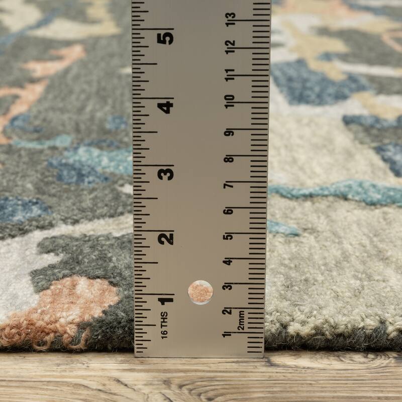 Style Haven Kitt Handmade Wool Abstract Layers Grey/ Blue Area Rug