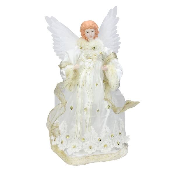Shop 14 Lighted Gold Fiber Optic Animated Porcelain Angel Christmas Tree Topper Overstock 23440463